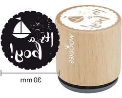 Houten Stempel - Baby Stempel Jongen - Kaarten Versieren - FSC Gecertificeerd Hout - 30 mm diameter - Bruin