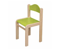 Houten stoel BAMBI - lime - zithoogte 38 cm - stapelbaar - appeltjes groen- Peuterstoeltje voor kinderen - Peuterstoel voor kinderopvang of school - Kinderstoelen - houten stoeltje