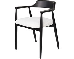 Houten Stoel Eden - Zwart/Wit, Kennedy Stoel, Tijdloos Design, Gestoffeerde Zitting