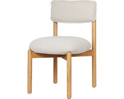 Houten stoel naturel/beige, compact verpakt, gestoffeerde zitting