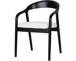Houten Stoel Shane Zwart/Wit met Arm – Essenhouten Frame, Gestoffeerd
