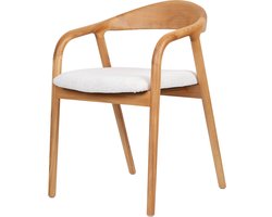 Houten Stoel Travis natuurlijk/Wit, Essenhouten Frame, Gestoffeerde Zitting-natuurlijk/Wit