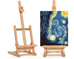 Houten Tafel-schildersezel voor Schilderen en Tekenen, Verstelbare Studio Displaystandaard, Hoogwaardig Materiaal, Ruimtebesparend Ontwerp voor Kunstenaars