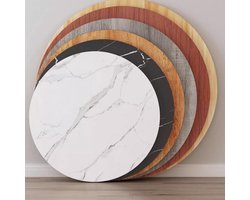 Houten Tafelblad Rond - Tafeldecoratie - Eettafel Gebruik - Massief Hout - 60 cm - Wit Steen