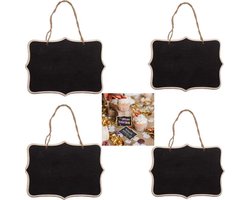 Houten Tafeletiketten voor Berichtenbord - Set van 4 Mini-bordjes 16 x 12 cm - Afwisbare Hangende Bordetiketten - Decoratieve Borden