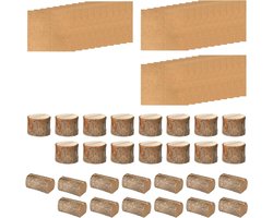Houten tafelkaart houders set van 30 stuks, ideaal voor bruiloften, evenementen en feesten, inclusief 30 vouwkaarten voor menu's en naamlabels