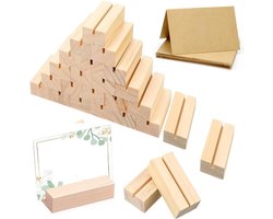 Houten Tafelnummers Houder Set van 30 Stuks, Ideaal voor Bruiloften, Feesten en Evenementen met Bruine Papieren Kaarten