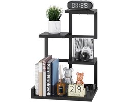 Houten Tafelrek met 4 Etages - Compact Opbergrek en Mini Boekenkast