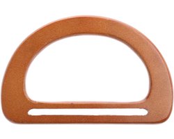 Houten Tas Handvat - Vervangend Onderdeel - Handgemaakte Tassen - Met Gouden Accenten - 15 x 9.5 cm - Licht Koffie