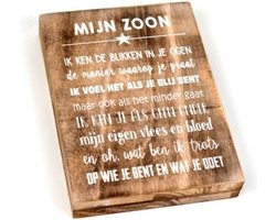 Houten Tekstplank / Tekstbord 25X18cm "Mijn zoon...." - Kleur Naturel