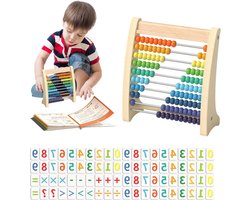 Houten Telraam - Reken Speelgoed - Leren Tellen - Kleurrijke Kralen - 20 cm Lengte - Multicolor