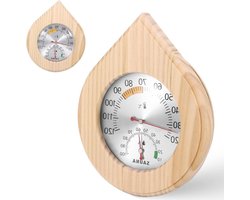 Houten Thermo-Hygrometer voor Sauna's en Spa's, Nauwkeurige Temperatuur- en Vochtigheidsmeter, Ideaal voor Stoomruimtes en Wellness.