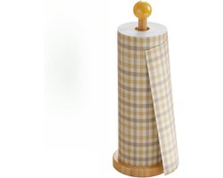 Houten tissuehouder - Keukenrolhouder - Keuken organiseren - Verticaal ruimtebesparend - 25 x 9 cm - Geel