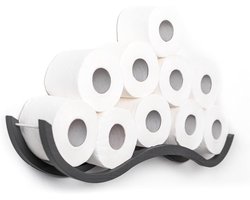 Houten toiletpapierhouder met grijze golfpatroon