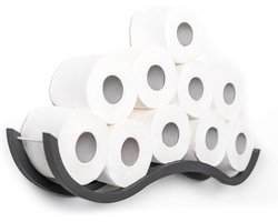 Houten toiletpapierhouder met grijze golfpatroon