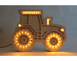 Houten Tractorlamp Kinderkamer – Handgemaakt Nachtlampje van Duurzaam Hout