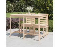 Houten Tuin Eettafel - Buiten Tafel Balkon - Buiten Dineren - Massief Vuren Hout - 160x83x110 cm - Natuurlijk