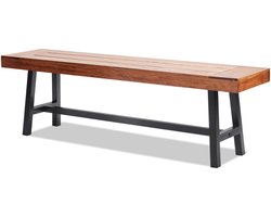 Houten Tuinbank met Metalen Poten, 160 Cm，Belastbaar tot 226,8 Kg, Buiten Dineren & Terras Zitplaatsen voor Tuin, Park, Tuin, Veranda