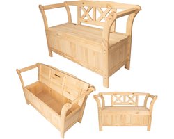 Houten tuinbank met opbergruimte en rugleuning - 119 cm breed buitenmeubel