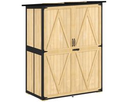 Houten Tuinkast - Buitenkast - Opbergkasten - Tuinhuis - Tuinschuur - met Asfalt Dak en Planken - Gereedschapskast - Tuinberging - Weerbestendig - voor Buiten, Tuin & Balkon - Hout & Staal - Naturel Hout