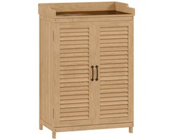 Houten Tuinkast - Buitenkast - Opbergkasten - Tuinhuis - Tuinschuur - met Werkblad en Planken - Gereedschapskast - Tuinberging - Weerbestendig - voor Buiten, Tuin & Balkon - Geel