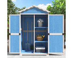 Houten tuinmeubelopslag, gereedschapsschuur voor tuin en terras, kleurvast, weerbestendig, onderhoudsvrij, milieuvriendelijk, blauw