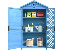 Houten tuinmeubelopslag, gereedschapsschuur voor tuin en terras, kleurvast, weerbestendig, onderhoudsvrij, milieuvriendelijk, veilig en zeker, blauw