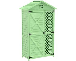Houten tuinmeubelopslag voor buiten, gereedschapsschuur voor tuin, terras, kleurvast, weerbestendig, onderhoudsvrij, veilig en zeker, groen