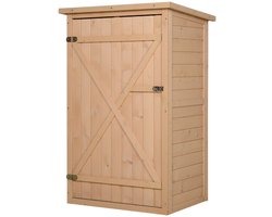Houten Tuinschuur - 75x56x115 cm - Tuinhuis - Tuinkast - met Planken - Gereedschapsschuur - Opslagruimte Tuin - Tuingereedschap Bewaren - Buitenschuren Weerbestendig - Natuurlijk Hout
