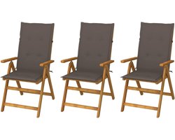 Houten Tuinstoelen - Inklapbare stoelen - Buiten Ontspannen - 5 standen rugleuning - 57 x 69 x 111 cm - Taupe