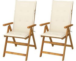 Houten Tuinstoelen - Klapstoelen met kussens - Ontspannen in de tuin - Verstelbare rugleuning