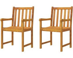 Houten Tuinstoelen - Terrasfauteuils - Buiten Dineren - Massief Acaciahout - 2 stuks - Bruin
