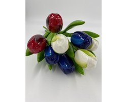 Houten Tulpen Kleurenmix - Bloemen Boeket 9 stuks - Woondecoratie - Cadeau - Holland Souvenirs