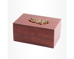 Houten Urn Kist Groot 3 liter Bruin Goudkleurig - Urn voor Menselijke As - Crematie Urn voor As Volwassenen - Dieren Urn voor As Crematie - Urn Hond - Urn Kat