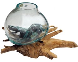 Houten Vaas - Worteldecoratie - Sfeervol Interieur - Unieke Wortelvorm - 24 x 23 x 15 cm - Bruin