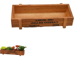 Houten Vetplanten Plantenbak Mini Succulent Plant Pot Retro Lange Rechthoek Bloem Plant Container voor Bay Window Keuken Vensterbank Plank