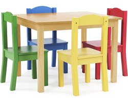 Houten vierkante kindertafel met 4 stoelen - Perfect voor peuters en kleuters