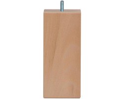 Houten vierkanten meubelpoot  18 cm (M8)