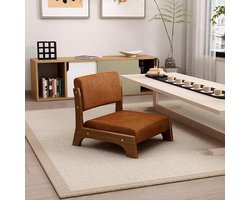 Houten Vloerstoel - Meditatie Stoel - Ontspannen Zitten - Ergonomische Rugleuning - 45x48x36cm - Bruin