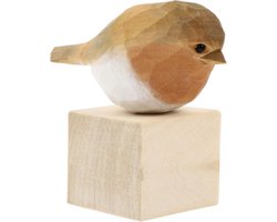 Houten vogel figuur model miniatuur figuren kunst beeld blauw gesneden dier sculptuur desktop ornament geel