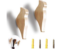 Houten Vogel Kapstok - 2 stuks - Kledinghaken voor aan de muur - Geschikt voor kantoor, woonkamer en slaapkamer - Jassen en hoeden ophangen