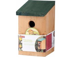 Houten vogelhuisje/nestkastje met groen dak 22 cm - Vogelhuisjes tuindecoraties
