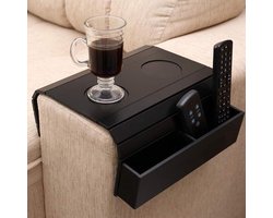 Houten Vouwbaar Sofa Arm Tray Table - Organizer met Zakken en Kophouder voor Drankjes en Snacks