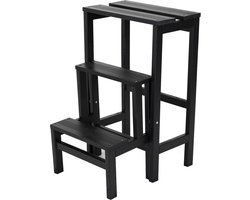 Houten Vouwladder 3 Treden Taupe - Stevige Kruk voor Binnen en Buiten