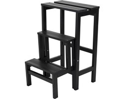 Houten Vouwladder 3 Treden Taupe - Stevige Kruk voor Binnen en Buiten