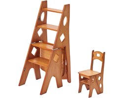 Houten Vouwladder Stoel 4 treden 90 cm bruin