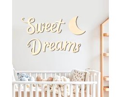 Houten wand tekst decoratie Sweet Dreams - kinderkamer - sweet dreams - wanddecoratie - baby - kind - decoratie - kraamcadeau - inspirational - quote