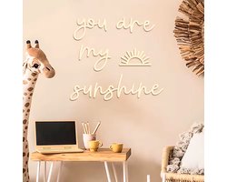 Houten wand tekst decoratie You are my Sunshine - kinderkamer - kraamcadeau - baby - kind - decoratie - hout - geboorte