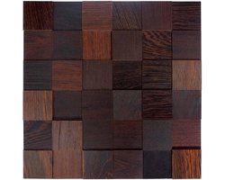 Houten Wandbekleding - 3D Hout Panelen - Muur Decoratie - Zelfklevend - 30x30 cm - Wenge