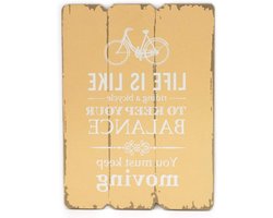 Houten Wanddecoratie - Decoratiebord Spreuken - Woonkamer Decoreren - Shabby Chic Stijl - 28x21cm - Oranje